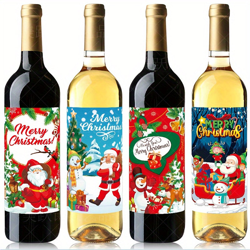 Christmas Wine Bottle Labels Paper Festive Party Decorations No Electricity Needed