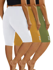 Women's High-Waisted Stretchy Workout Shorts Set, Solid Color, Gym Yoga Casual