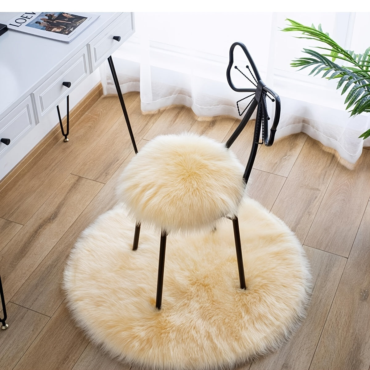 Funda de silla de pelaje sintético suave, acogedora y lujosa para salón y dormitorio, decoración
