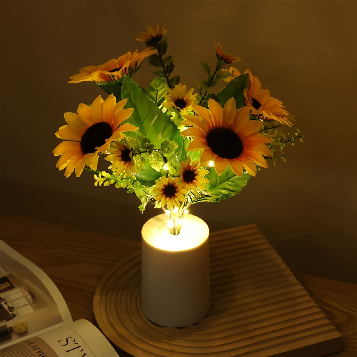 Sunflower Night Light Battery Operated for Living Room Bedroom Decorative Lamp