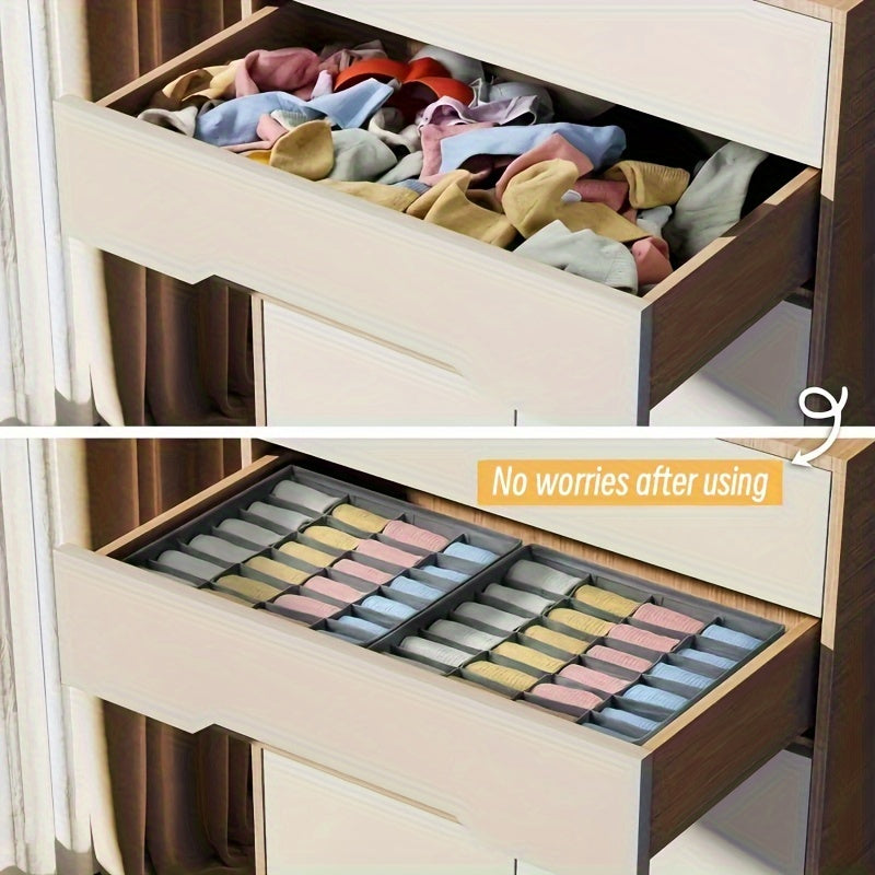 Collapsible 24-Cell Drawer Organizer for Socks Underwear Bras Ties Storage