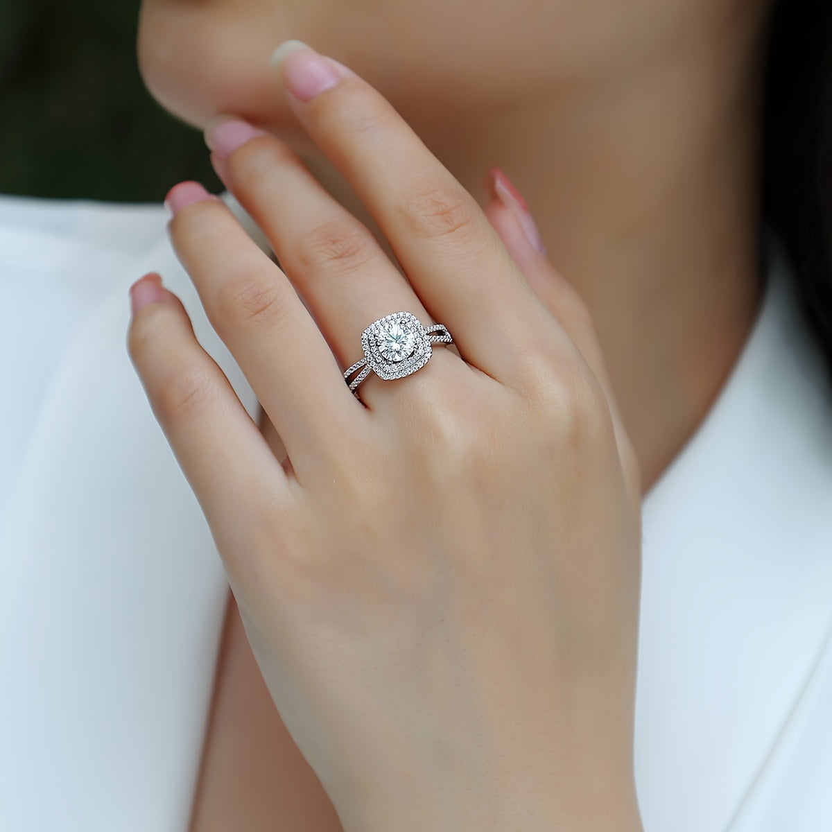 Sterling Silver Moissanite Ring with 18K Gold Plating for Men Women Engagement Wedding