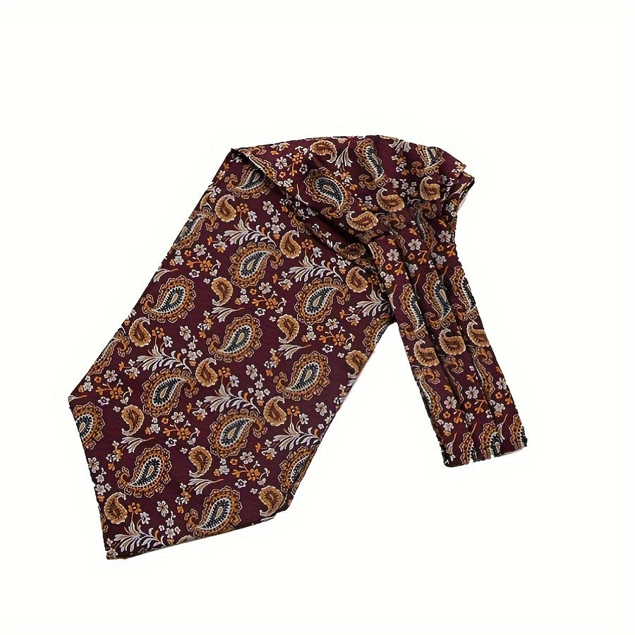 Men's Burgundy Blue Flower Suit Neck Scarf Casual Formal Dress Shirt Accessory