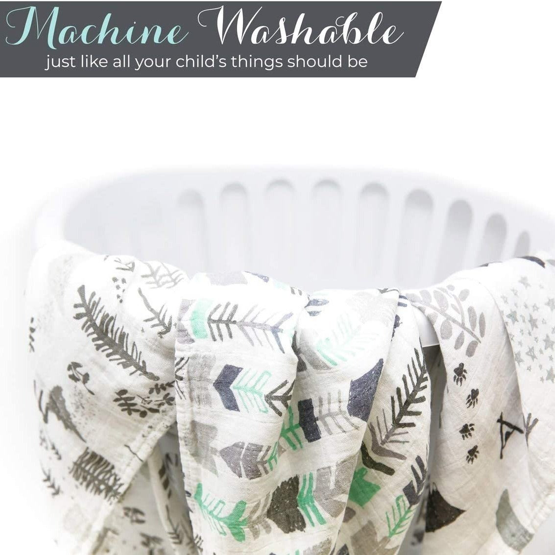 Baby Swaddle Blankets Set of 3 Ultra-Soft Bamboo Muslin 119cm x 119cm for Newborns