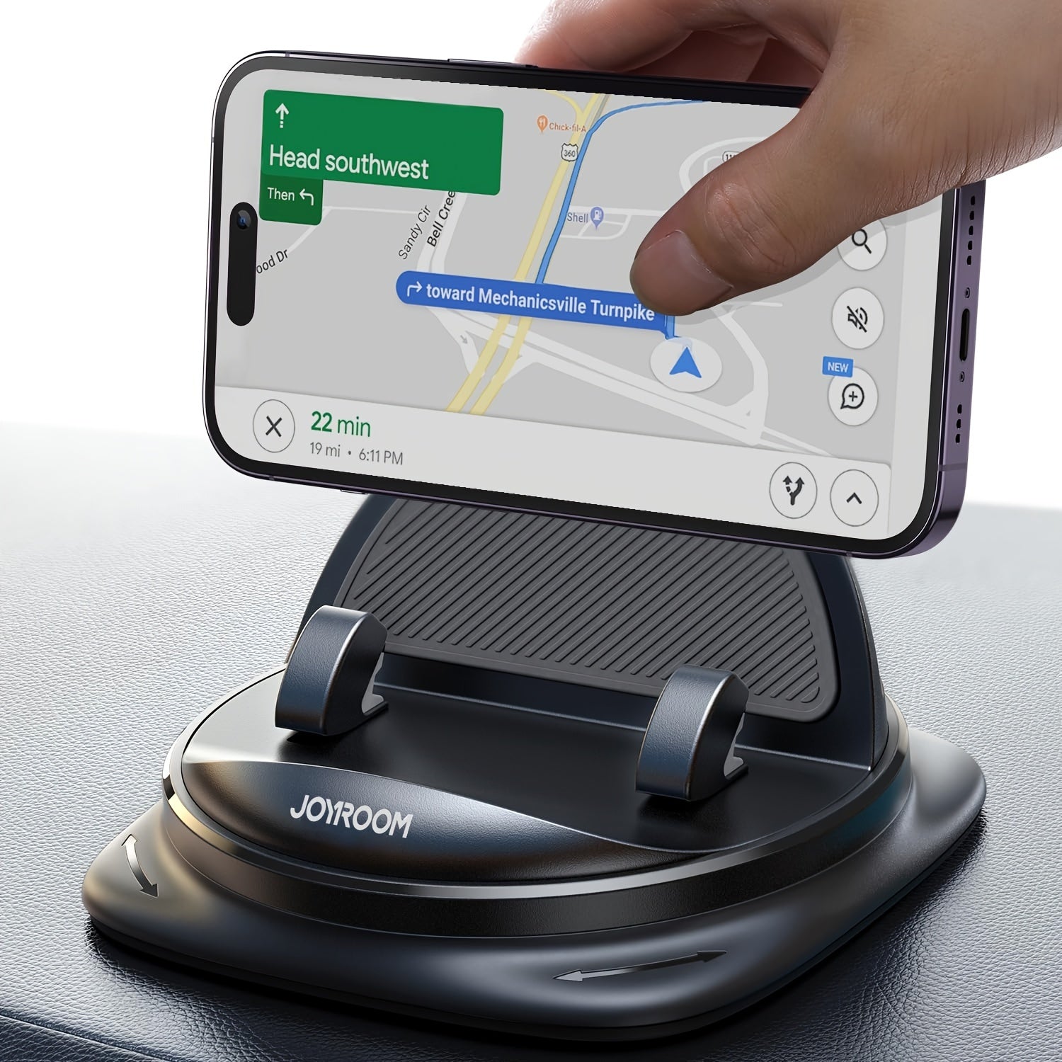 Soporte universal para teléfono de coche ajustable con resorte, montaje en tablero, rotación de 360°