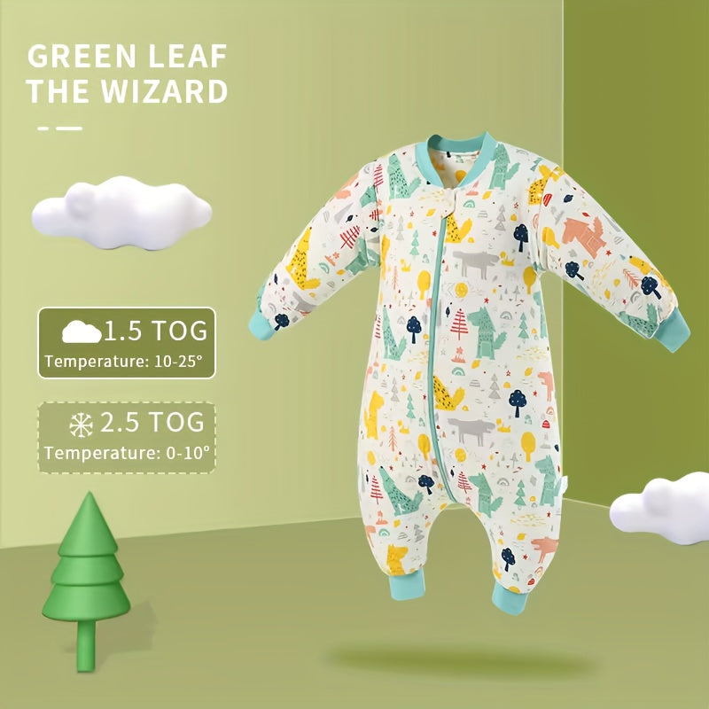 Kids Sleeping Bag 1.5 Tog with Animal Print and Split Legs for Boys and Girls