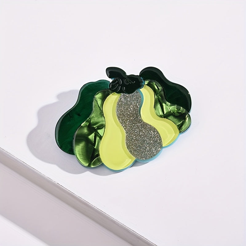 Green Cartoon Fruit Pumpkin Brooch with Acetic Acid Material