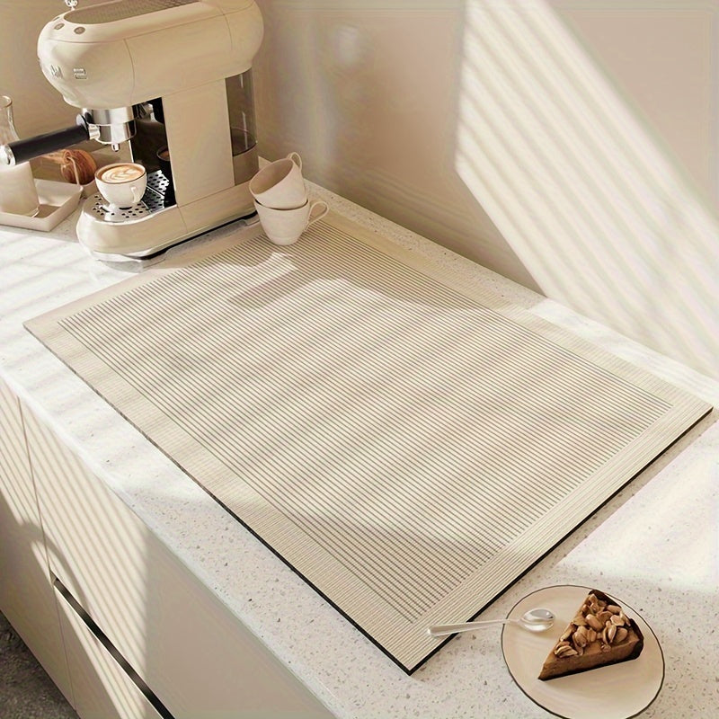 Modern Geometric Stripe Diatomaceous Earth Coffee Mat Absorbent Non-Slip Drying Pad