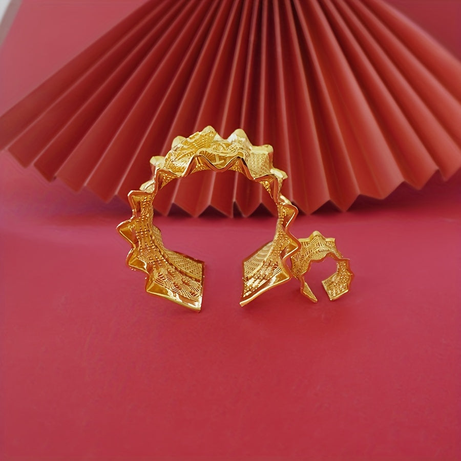 Zarif 24K oltin qoplangan mis bilaguzuk va uzuk to'plami - Maxsus tadbirlar va voqealar uchun ideal, yilning istalgan vaqtida foydalanish uchun mos