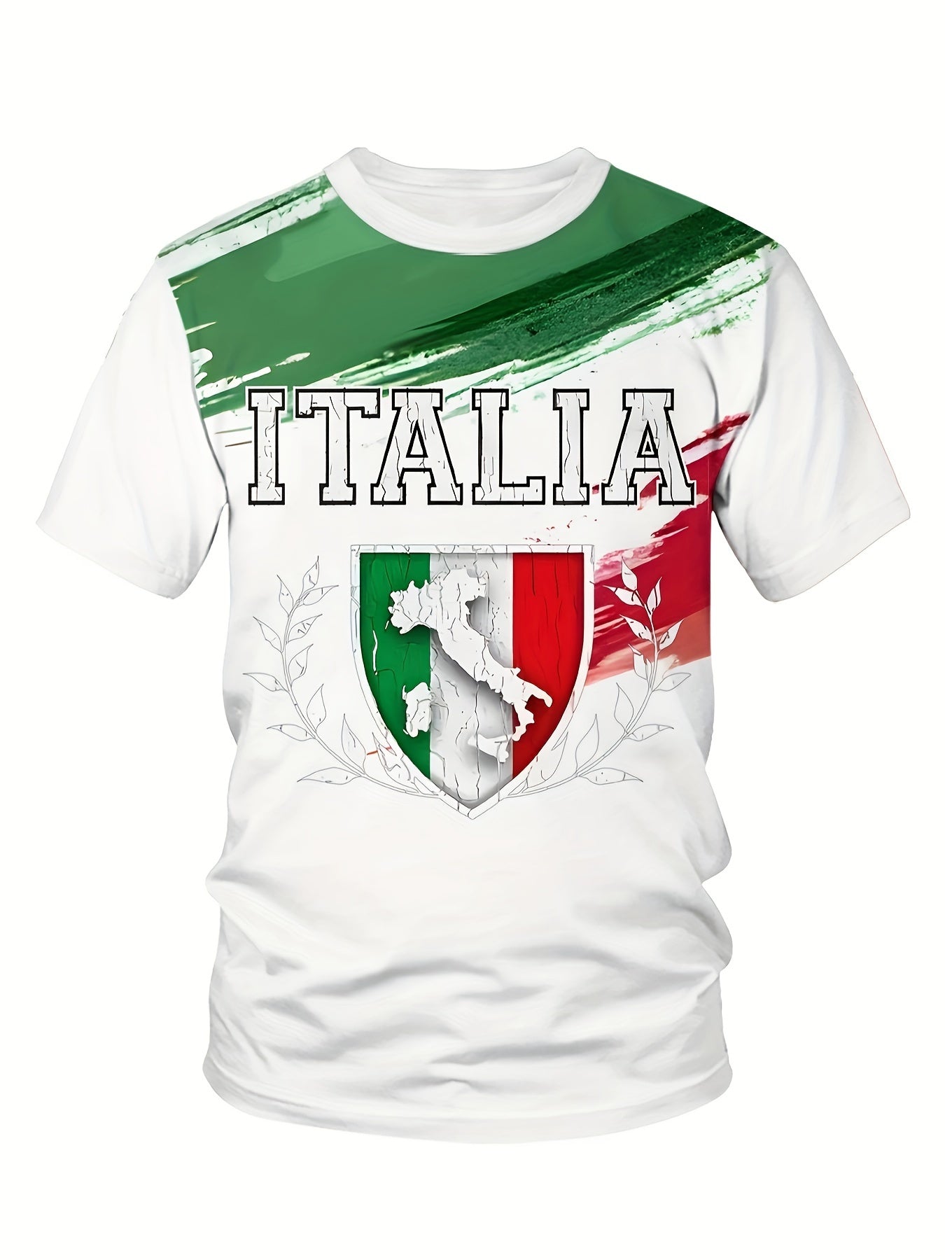 Men's Plus Size Casual T-Shirt Short Sleeve Italian Print Polyester Spandex