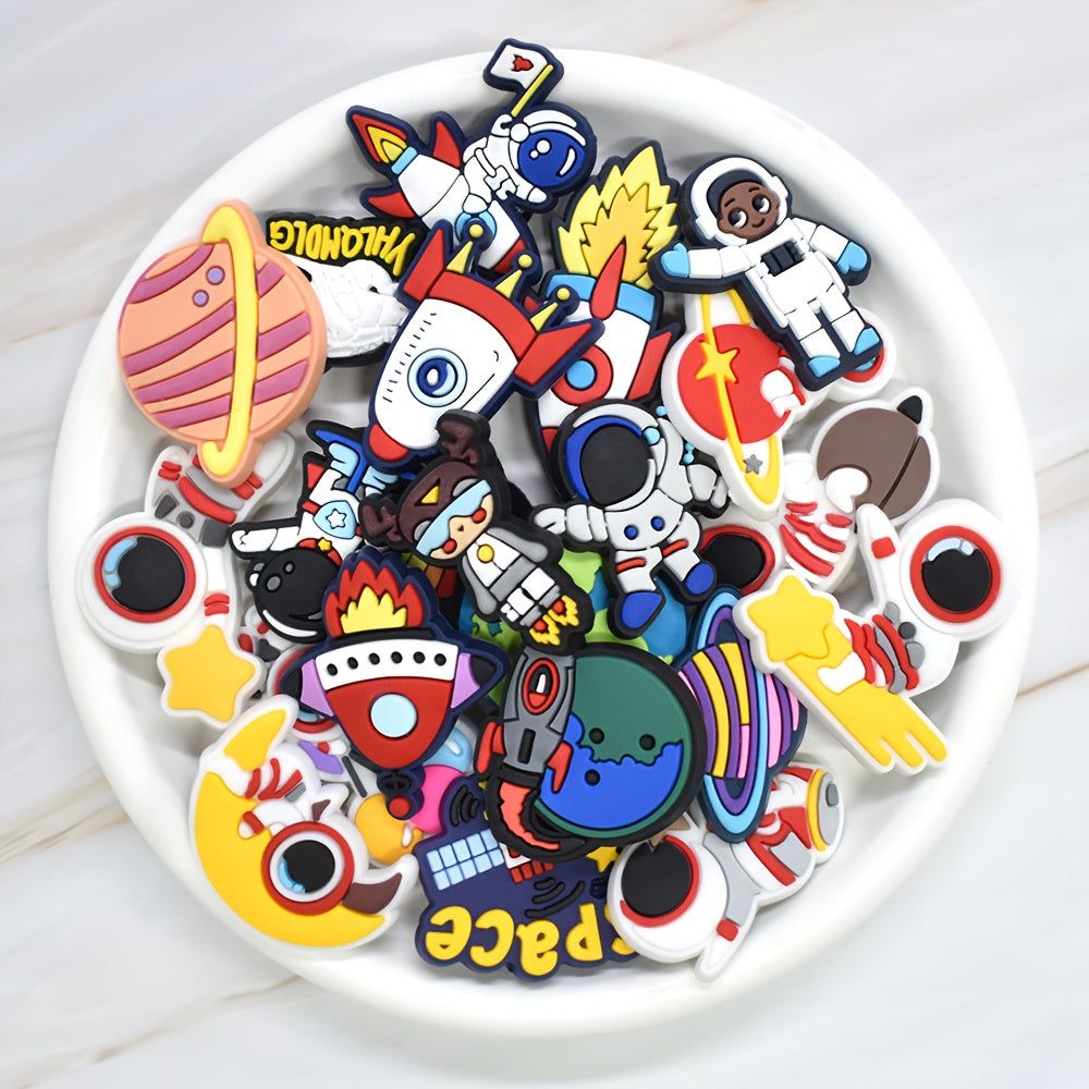 30 Pcs PVC Shoe Charms Pilot Planet Rocket Shoe Accessories for Kids
