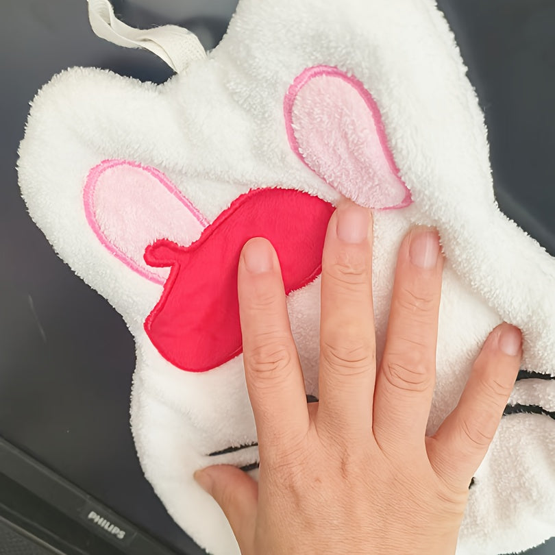 Coral Velvet Hand Towel with Hanging Loop Thick Absorbent Non-Shedding Kitchen Bathroom Use