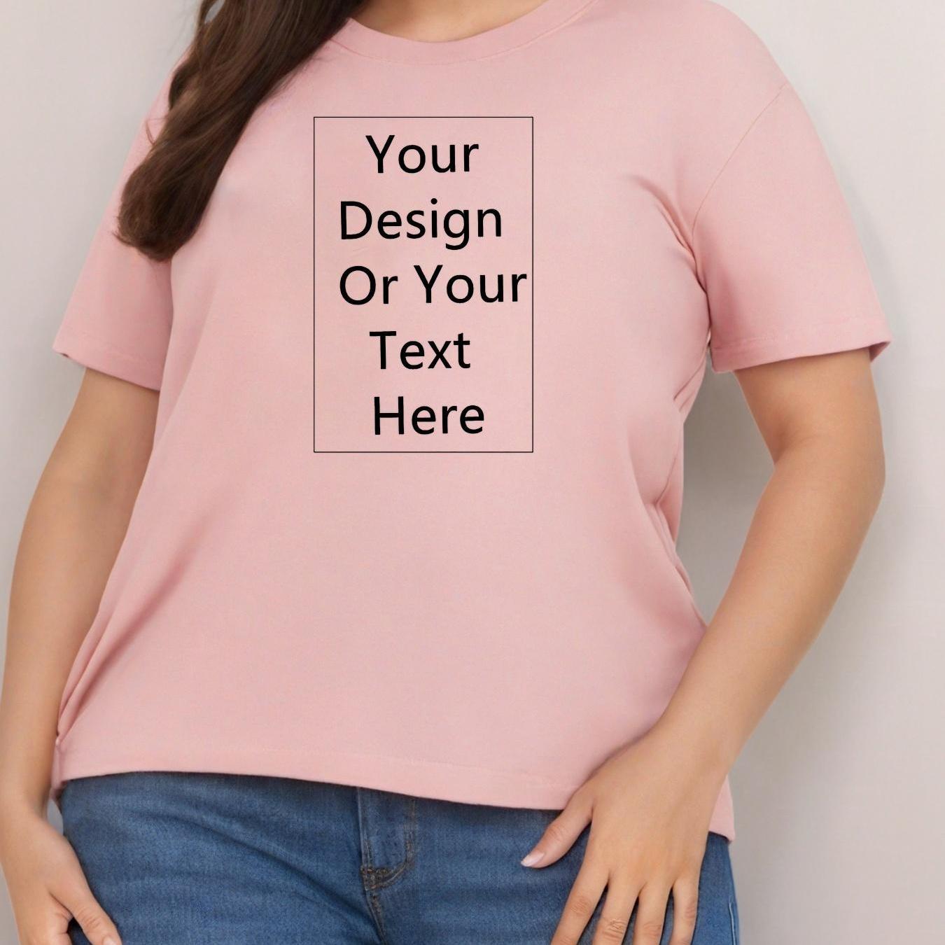 Women's Plus Size Casual T-Shirt Breathable Stretch Short Sleeve Black White Text