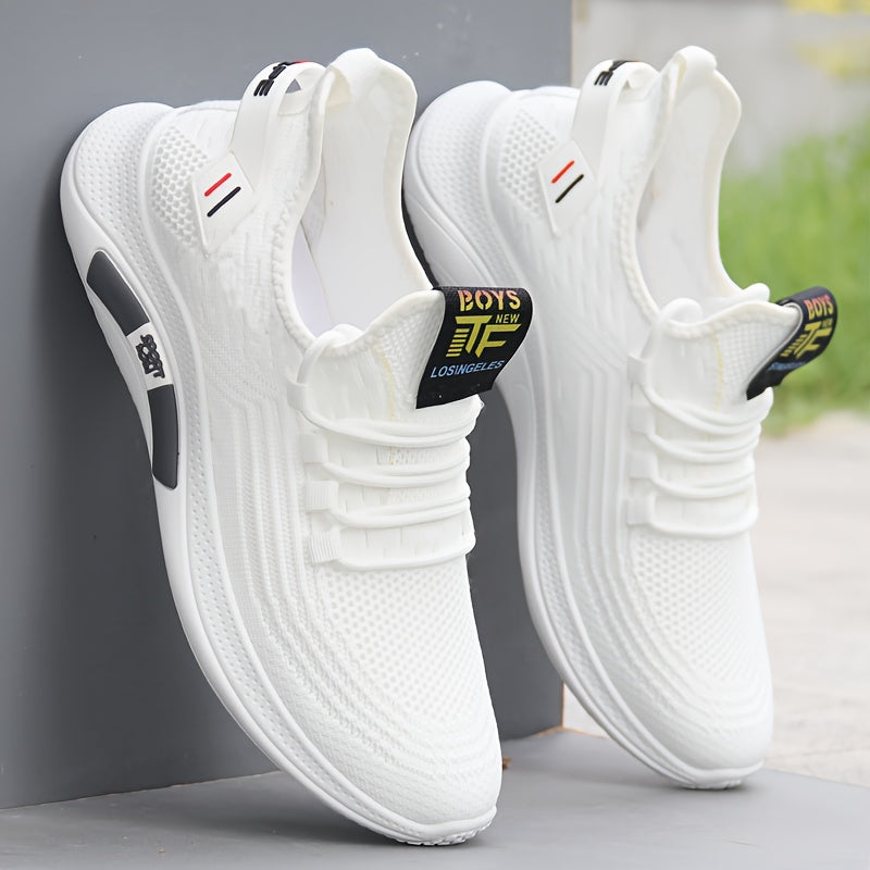 Zapatillas de punto tejidas para hombre para actividades al aire libre suela de goma antideslizante zapatos casuales con cordones