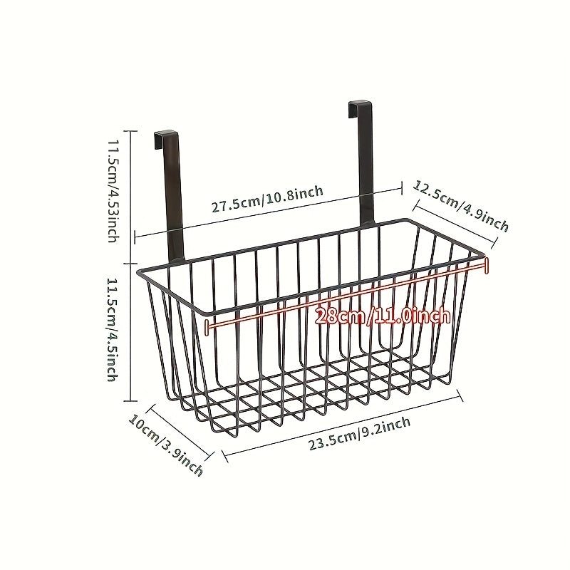 Over-the-Door Metal Storage Basket Wall Mount for Bathroom Kitchen Balcony Black White