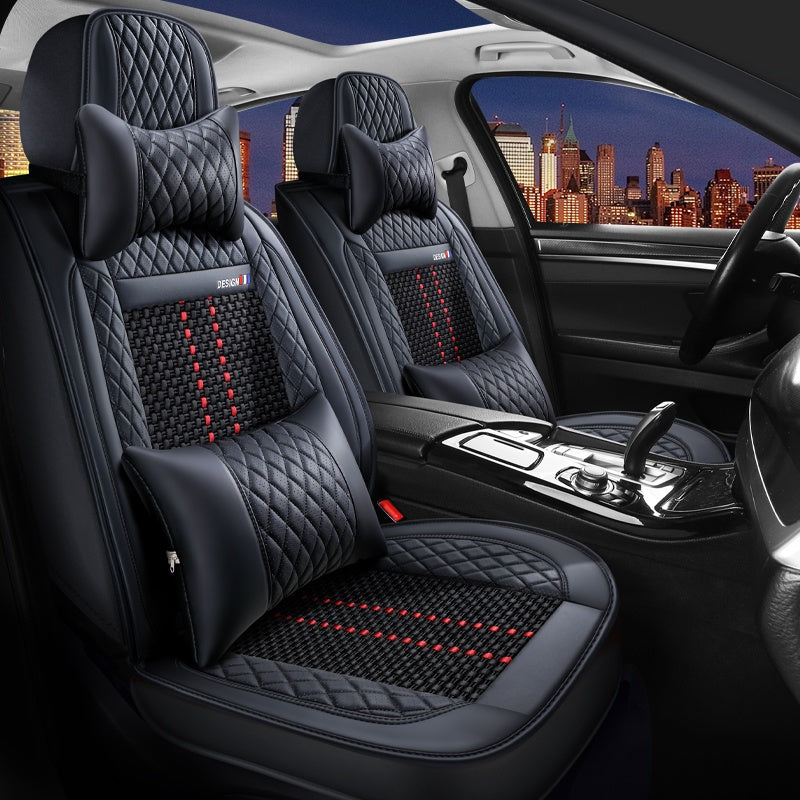 Car Seat Cushion All-Season Wear-Resistant Ice Silk Seat Cover for Five Seats