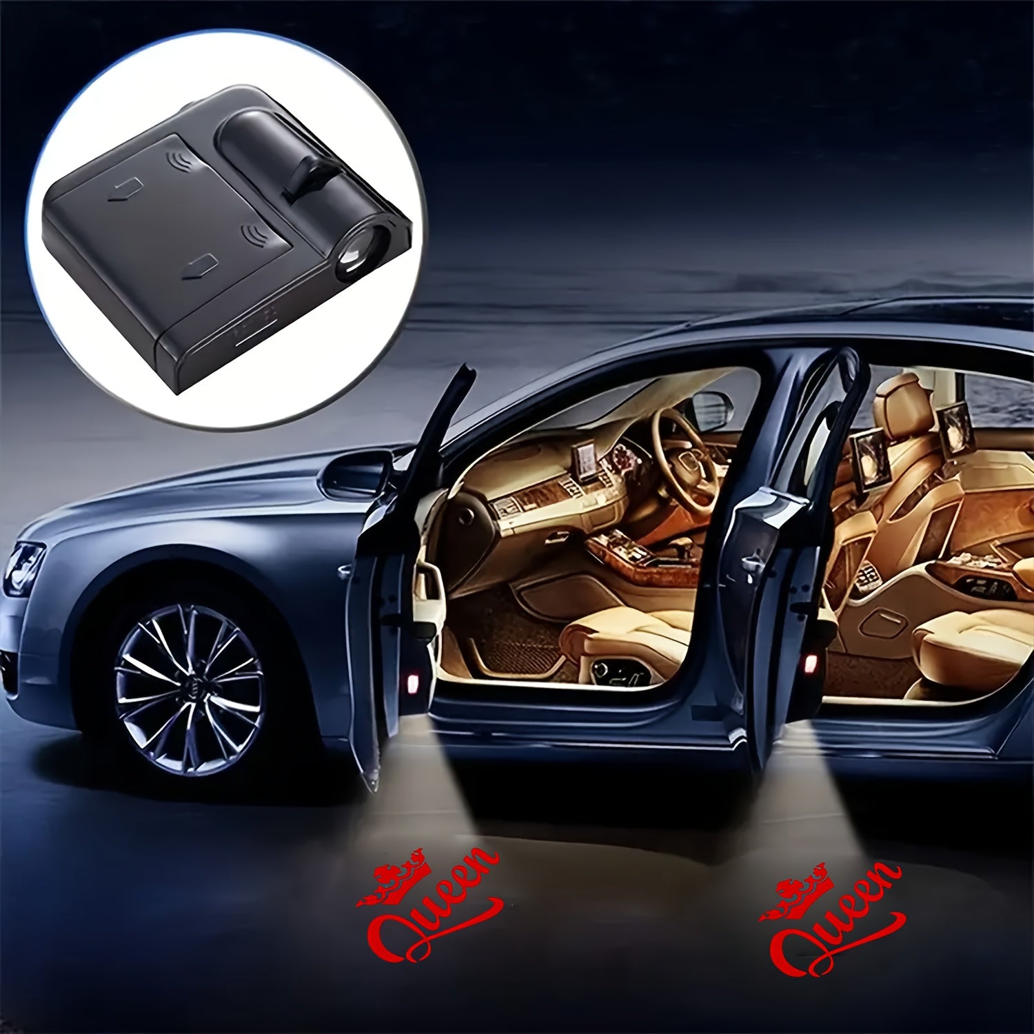 Queen Pattern Car Door Welcome Projection Light LED Shadow Lamp for All Vehicles