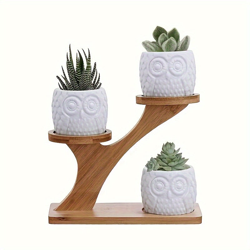 Multifunctional Bamboo Plant Stand for Succulents and Potted Plants Home Office Balcony Decor