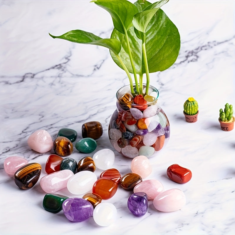 Assorted Natural Tumbled Stones and Crystals Pack for Beginners
