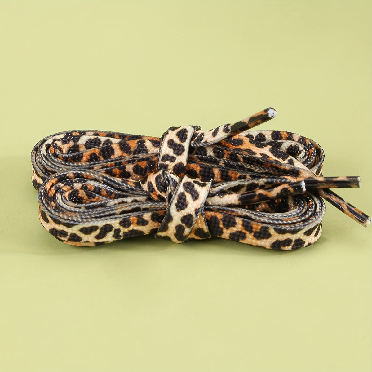 Unisex Leopard Print Gradient Flat Shoelaces Durable Polyester for Sneakers and Boots