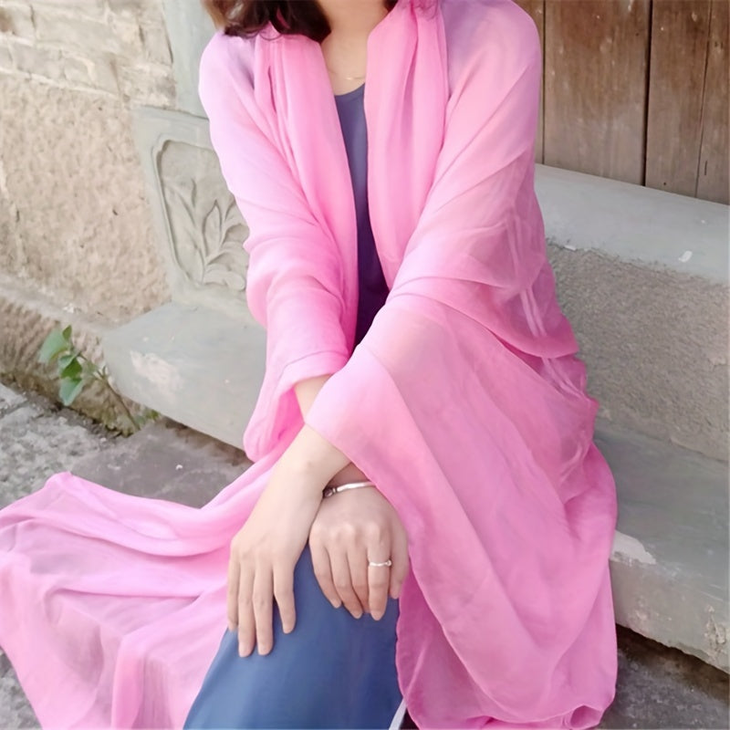 Women's Large Solid Color Scarf Lightweight Shawl for Casual Wear Windproof Sunscreen