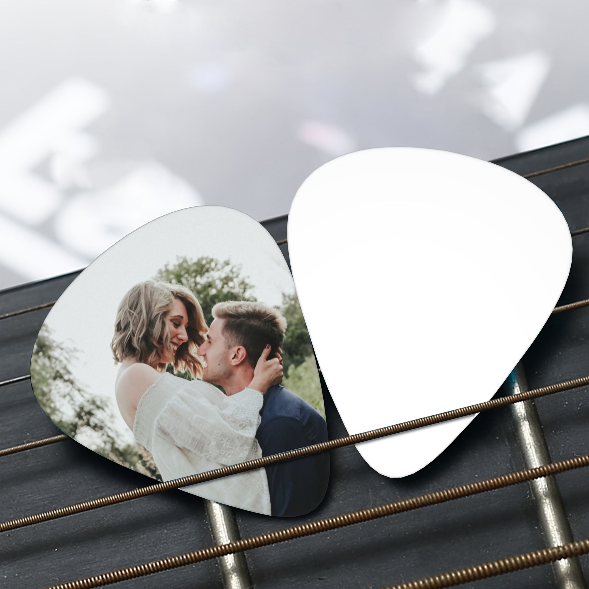 Personalized Guitar Picks with Custom Text Photo or Name in White or Black 3 Thicknesses