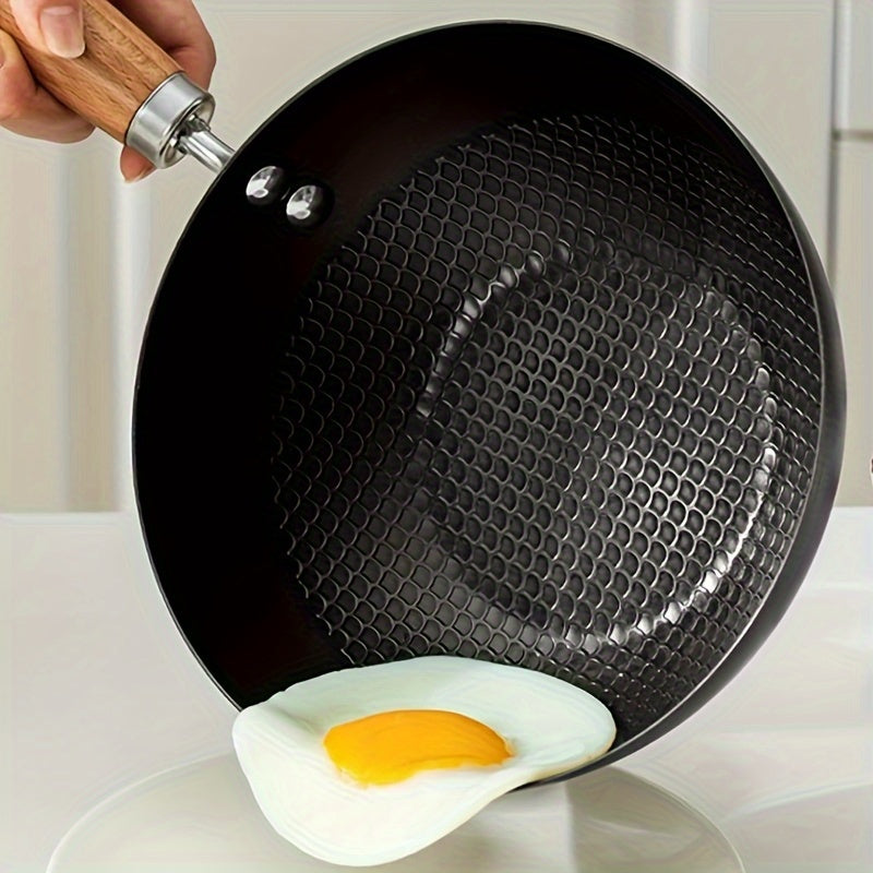 Mini sartén wok antiadherente con tapa para cocinas de gas, estilo chino tradicional