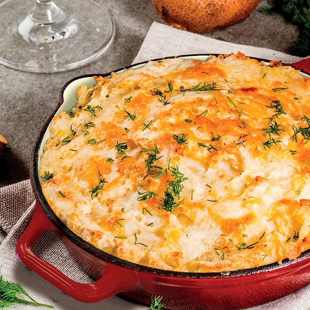 Sartén de hierro fundido esmaltado antiadherente de 25cm con asas para todo tipo de cocinas y horno