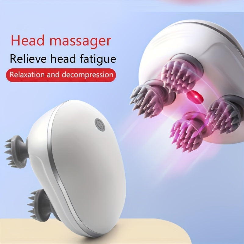Electric Head Massager USB Rechargeable Deep Tissue Relaxation 8 Tentacle Multi-Dimensional Therapy