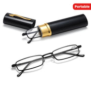 Men's Glasses Case Set with Pen Tube and Metal Spring Hinge Gift Idea