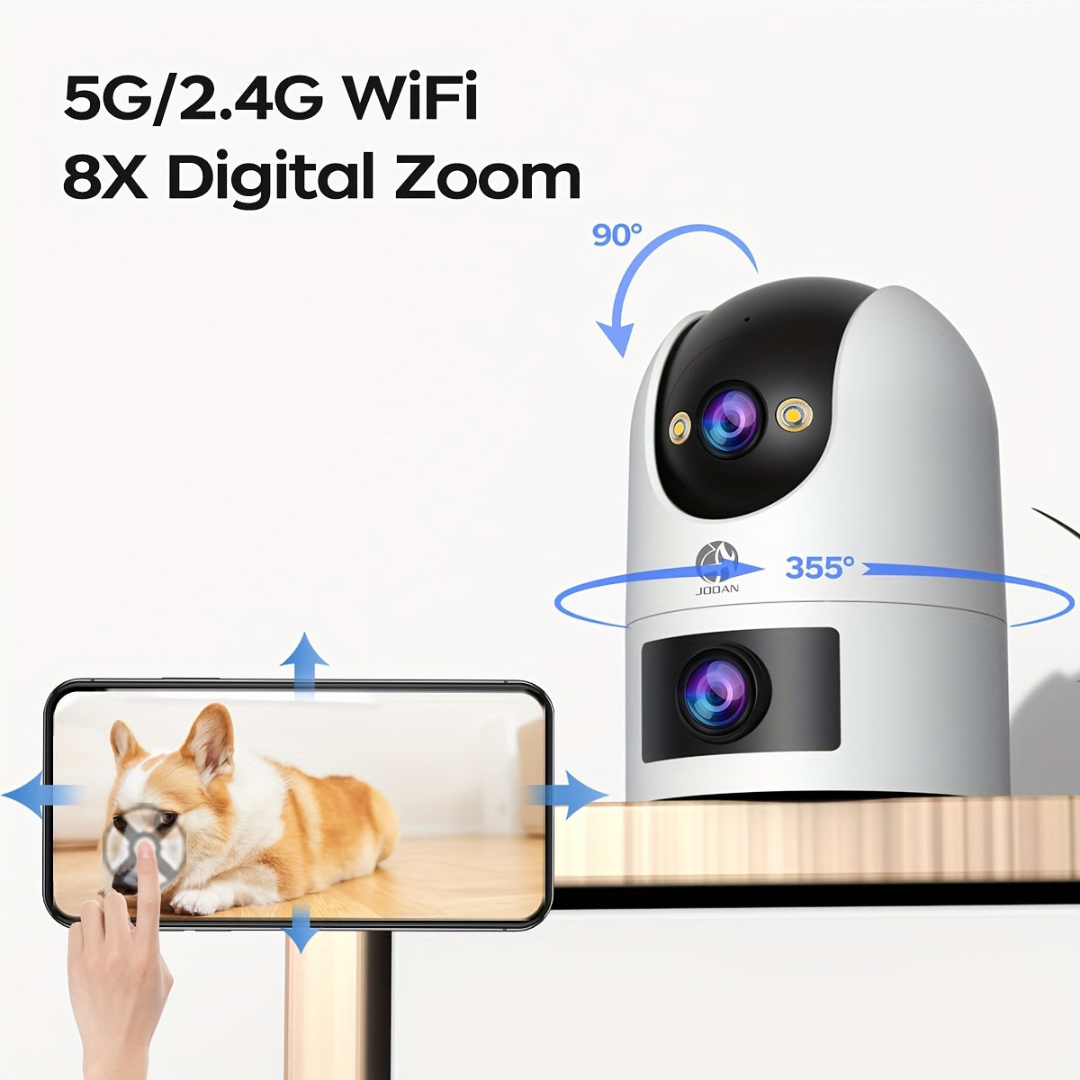 4K PTZ Security Camera with Night Vision and WiFi Dual Lens Video Monitor