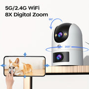 4K PTZ Security Camera with Night Vision and WiFi Dual Lens Video Monitor