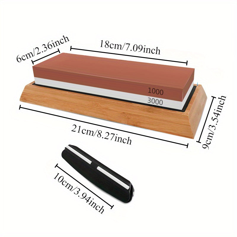 Knife Sharpening Kit with Whetstone, Bamboo Base, for Damascus and Kitchen Knives