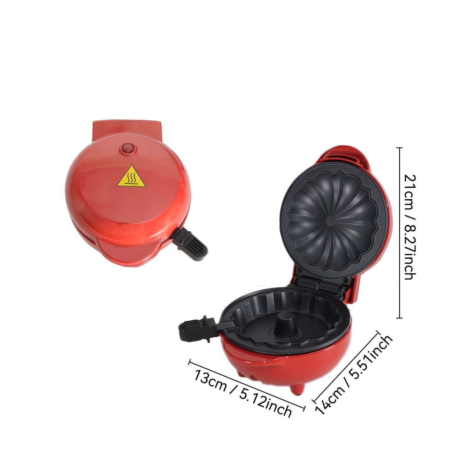 Small red electric kitchen breakfast machine for waffles and sandwiches