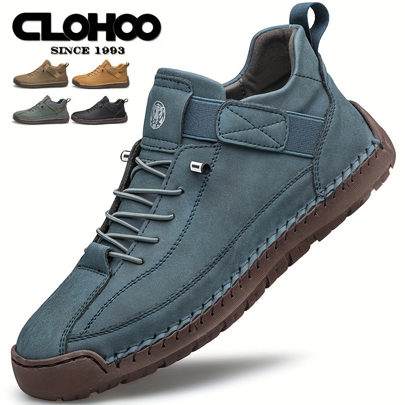 CLOHOO Erkaklar uchun Yuqori Kengli Krossovkalar, Elastik Lenta bilan, Qo'l bilan tikilgan Gumiyali Taglik, Yumshoq va Qulay Taglik, Dumaloq Bosh, Bir Rangli, Ko'cha Uslubi, Sayohat va Tashqi Oyoq kiyimlari.