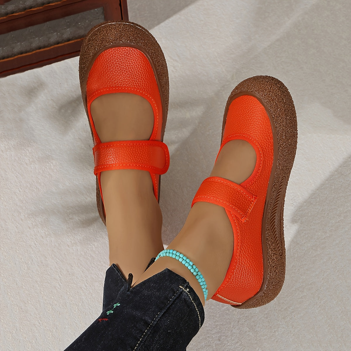 Women's Casual Flats Soft Sole Slip-On Shoes with Magic Strap