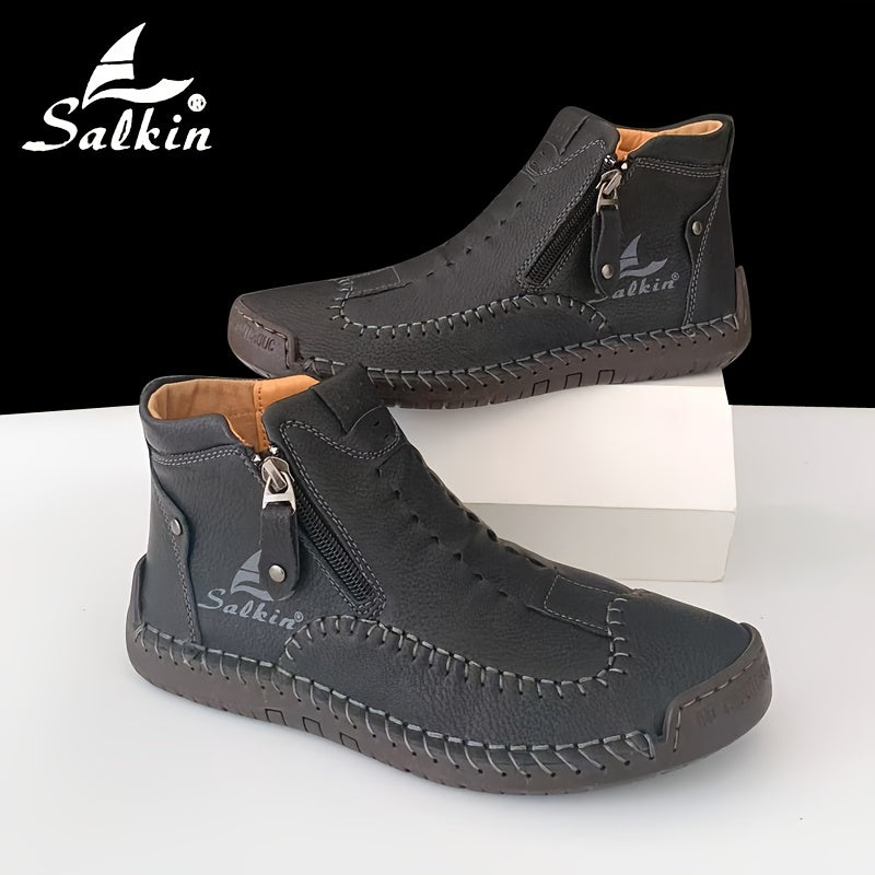 Women's Leather Short Boots Casual Outdoor Flat Booties