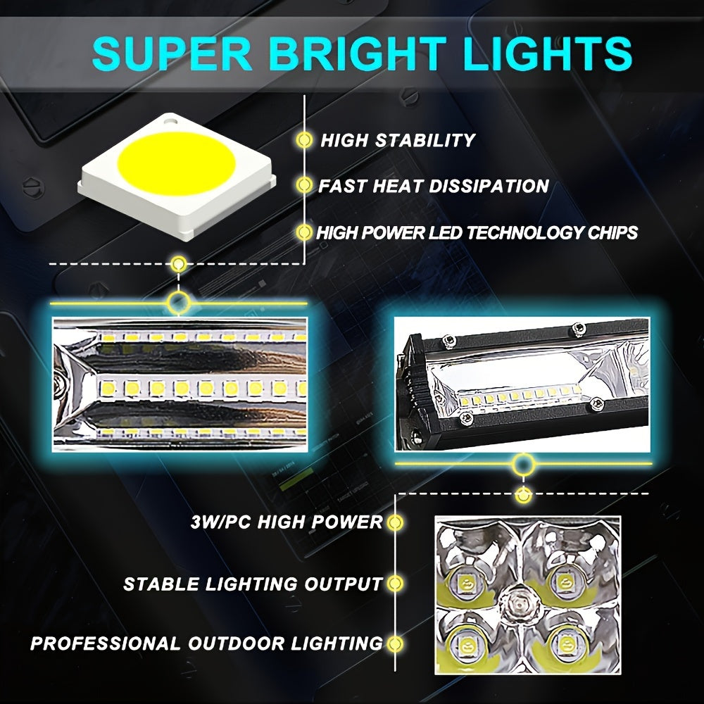 Barra de luz LED de doble fila de 38.1cm y 50.8cm, más de 3000 lúmenes, para vehículos todoterreno
