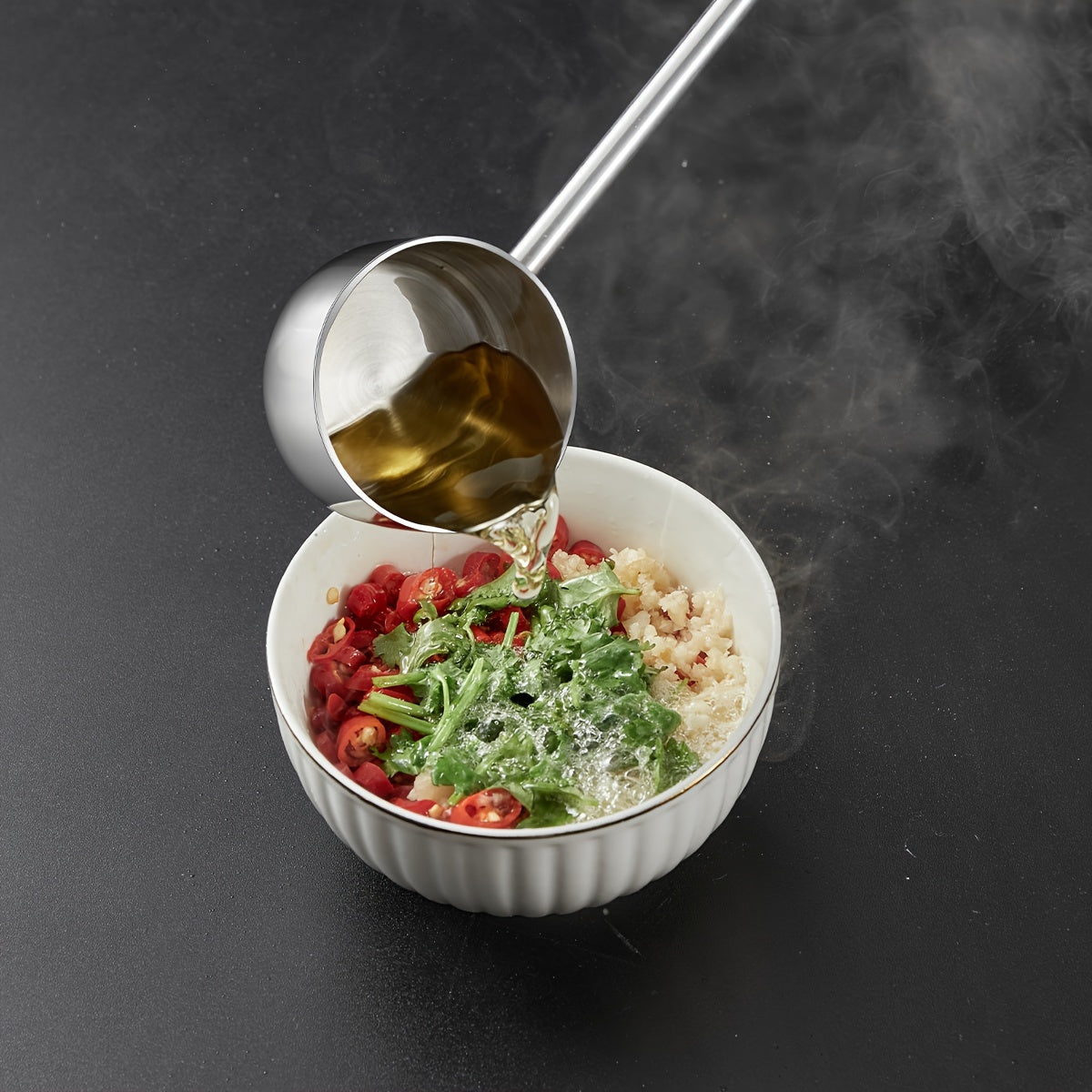 Stainless Steel Long Handle Soup Spoon with Bear Pattern Anti-Scald Oil Splash Guard for Kitchen and Restaurant Use