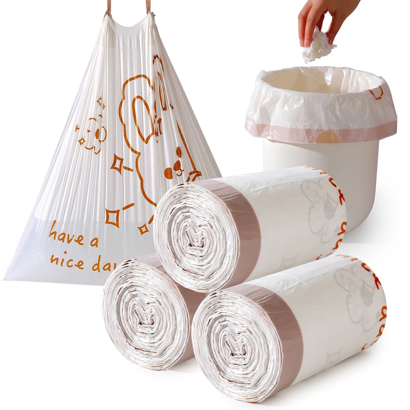 Mustahkam 13-gallonli tortma ipli axlat qoplari - yirtilishga chidamli, o'z-o'zidan muhrlanadigan yuqori qismi, turli xonalar va ochiq joylar uchun keng plastik chiqindi qoplari - uy uchun qulay tozalash yechimi