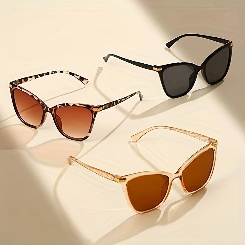 Набор из 3 женских очков в стиле кошачий глаз, антибликовое UV-защита для пляжа и вечеринки
