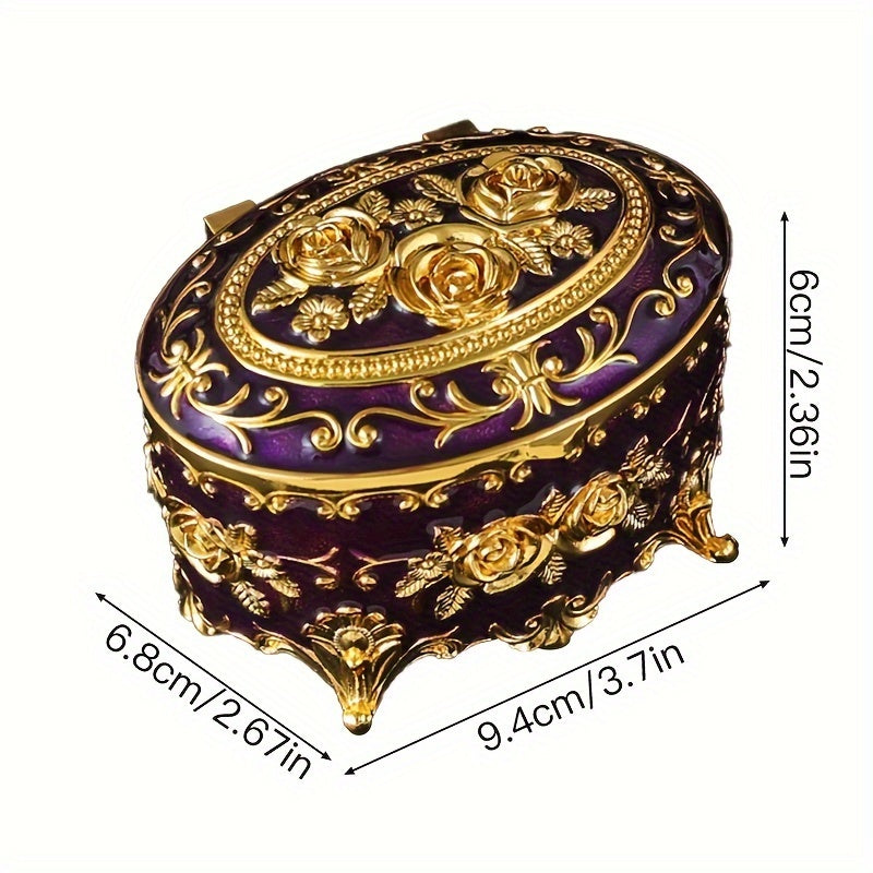 Emajl zargarlik buyumlari qutisi uchun quloqchinlar, uzuklar va taqinchoqlar Retro metall tashkilotchisi ayollar uchun sovgʻa