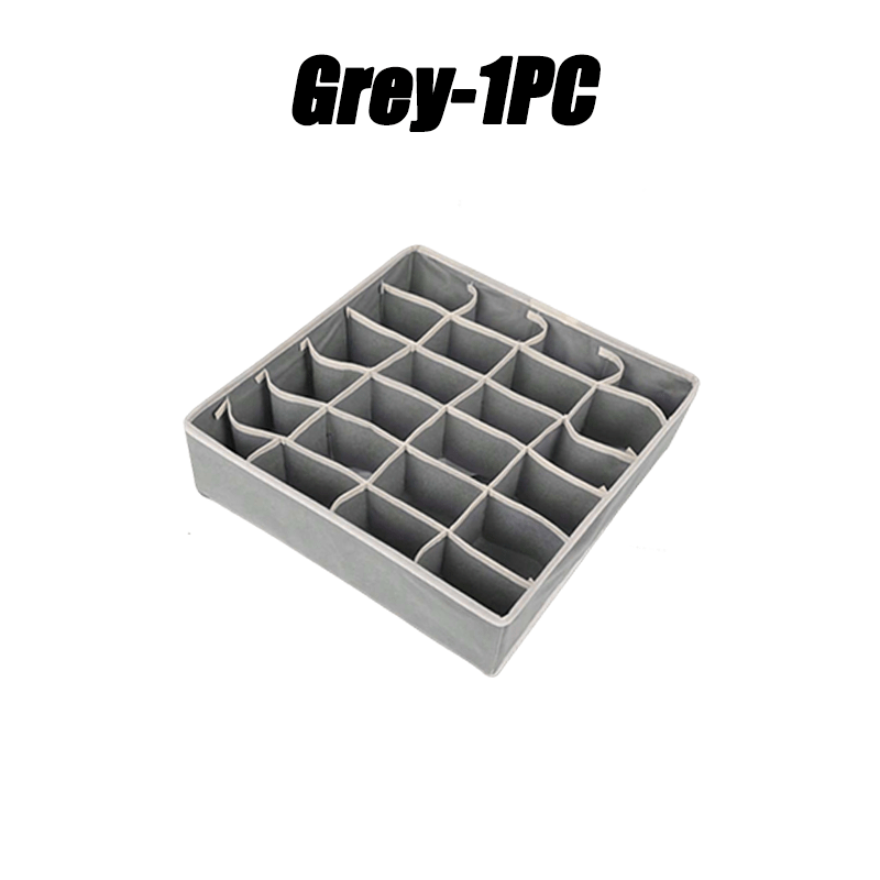 Fabric Underwear Storage Box with 24 Cells for Socks and Underwear in Beige White Gray