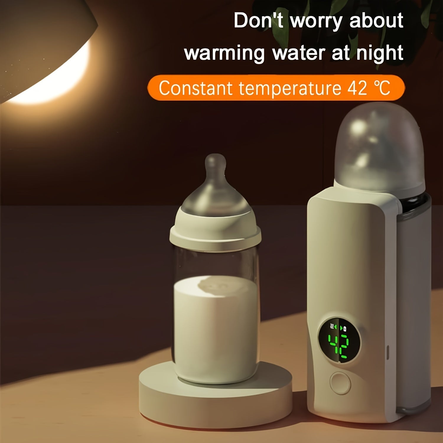 Wireless Rechargeable Milk Warmer with LCD Display USB Charging 6000mAh Battery