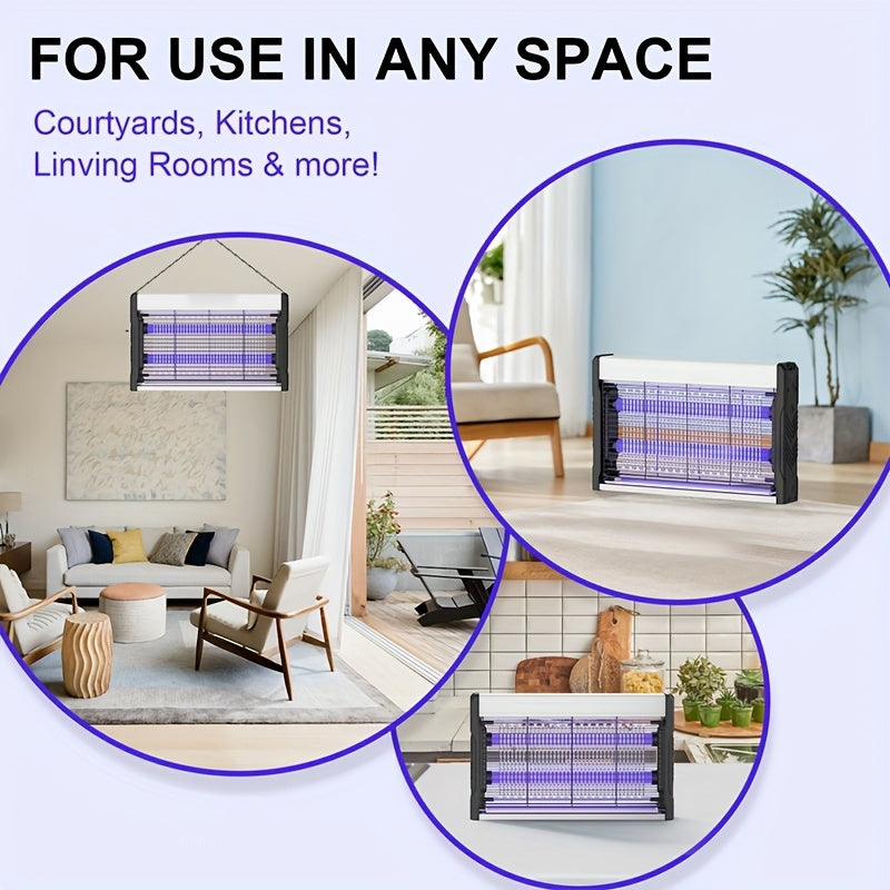 Lámpara eléctrica matamoscas impermeable para insectos, de montaje en pared, trampa para mosquitos, malla metálica negra