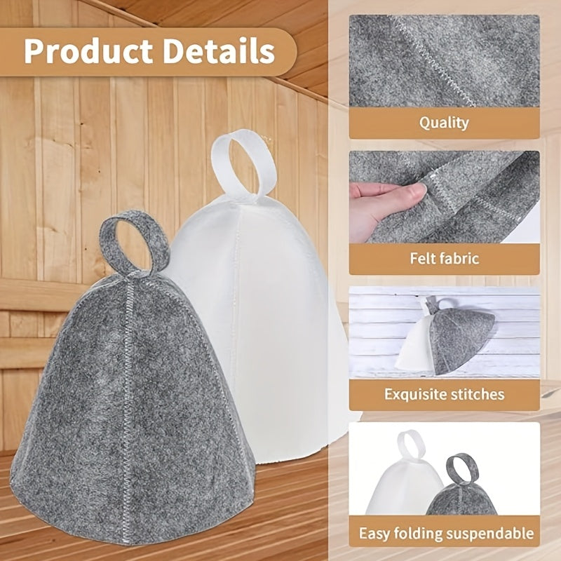 Juego de 2 sombreros de fieltro para saunas indoor e infrarrojas negro gris blanco