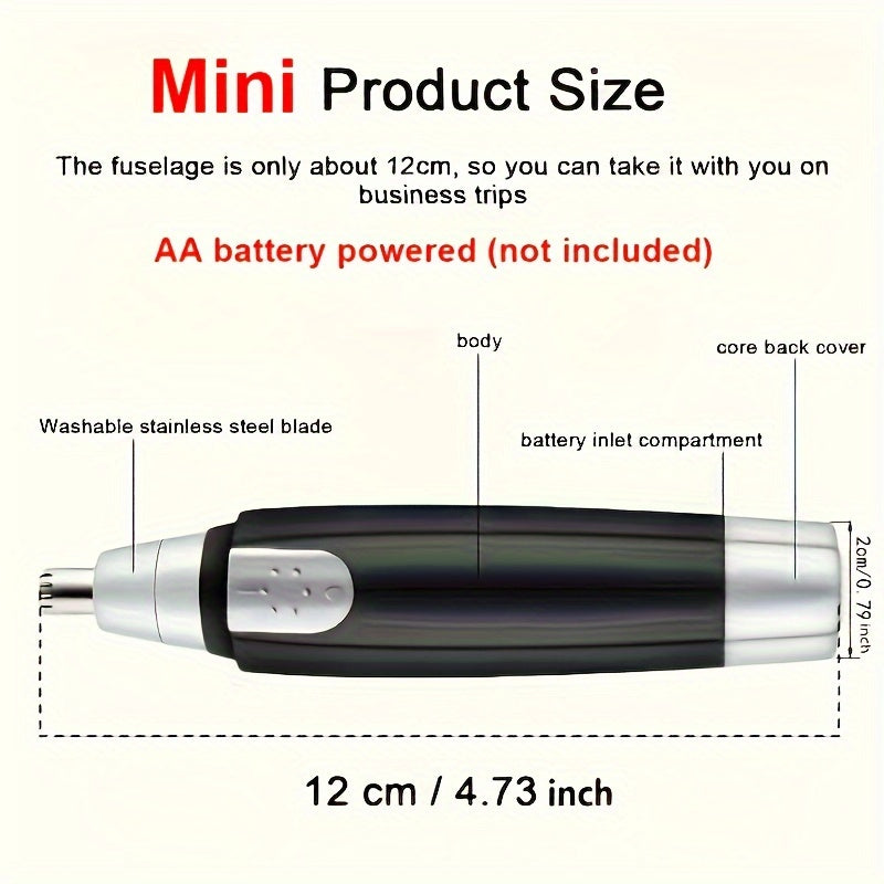 Unisex Stainless Steel Portable Nose Ear Beard Hair Trimmer Cordless