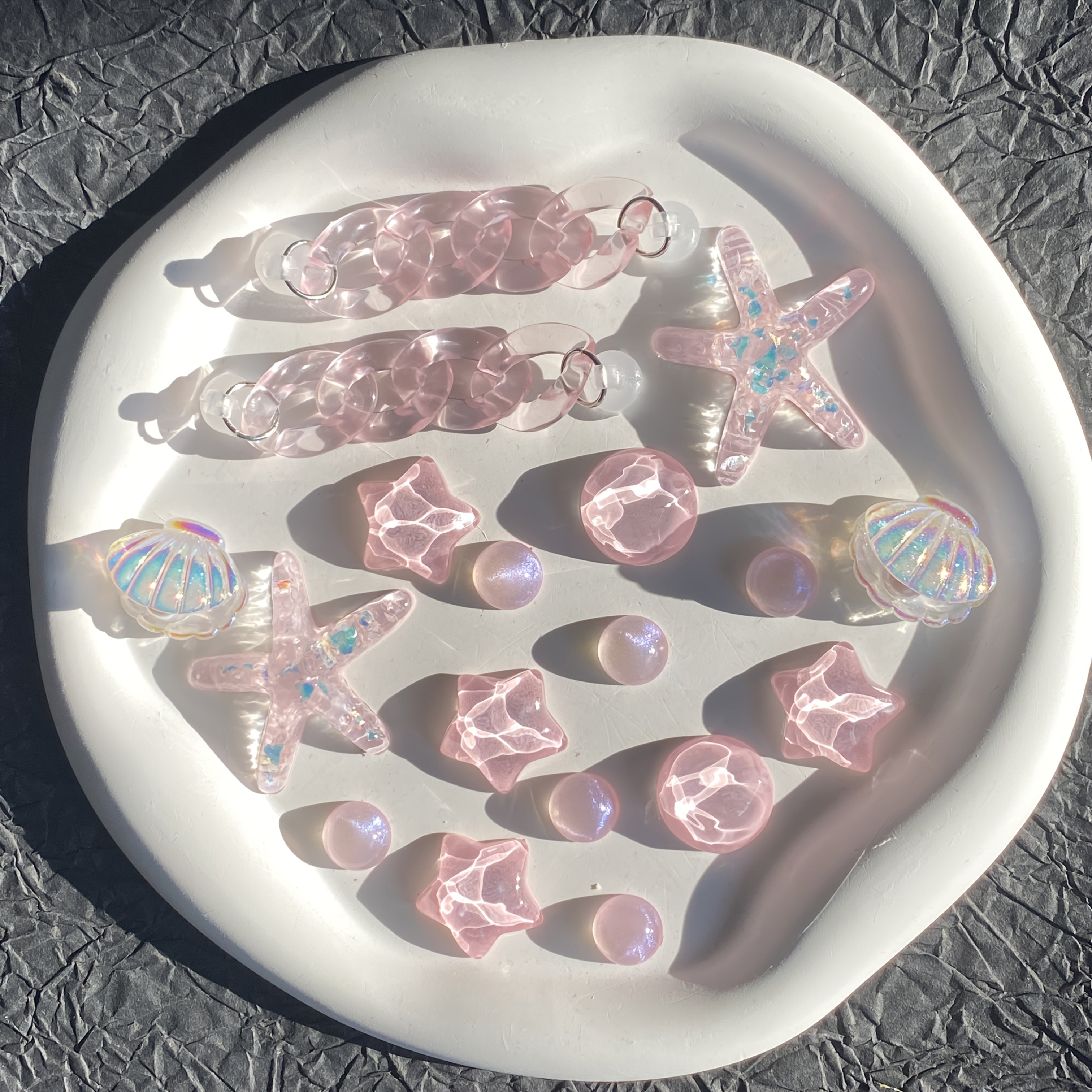 18pcs Pink Beach Shoe Charms with Removable Parts for Hole Platform Sandals