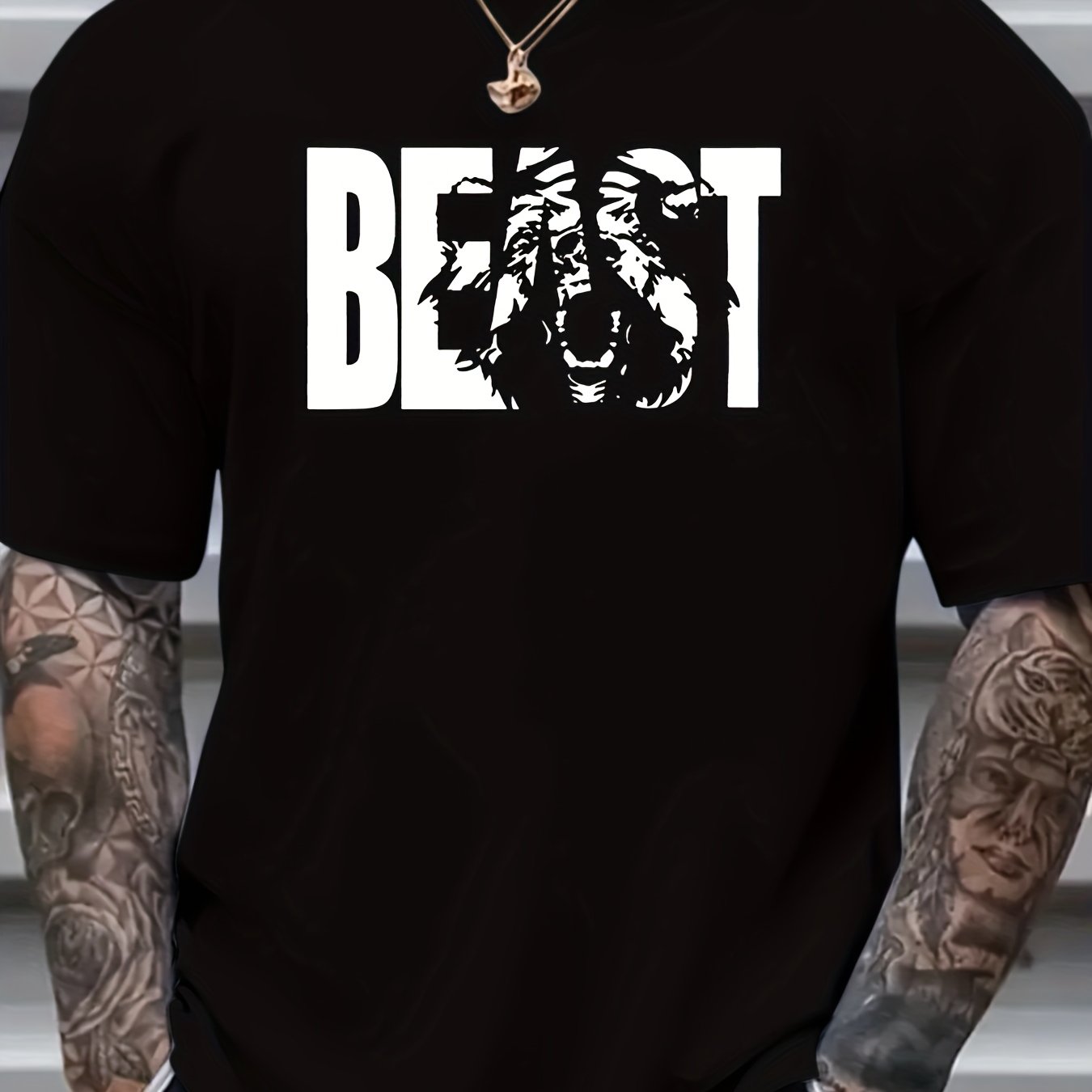 Мужская футболка из полиэстера большого размера с уникальным принтом, круглый вырез, для всех сезонов