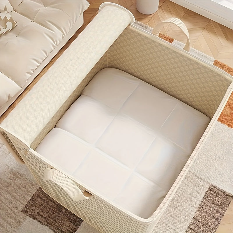 Large Plaid Storage Box with Handles and Double Zippers for Clothing Bedding and Moving